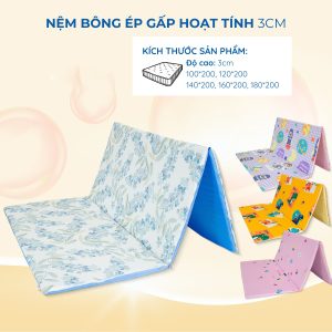 Nệm Bông Ép Hoạt Tính Gấp 3cm Giá Sỉ - Hưng Liên