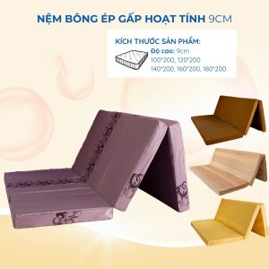 Nệm Bông Ép Hoạt Tính Gấp 9cm – Êm Ái, Thoáng Khí, Bền Đẹp